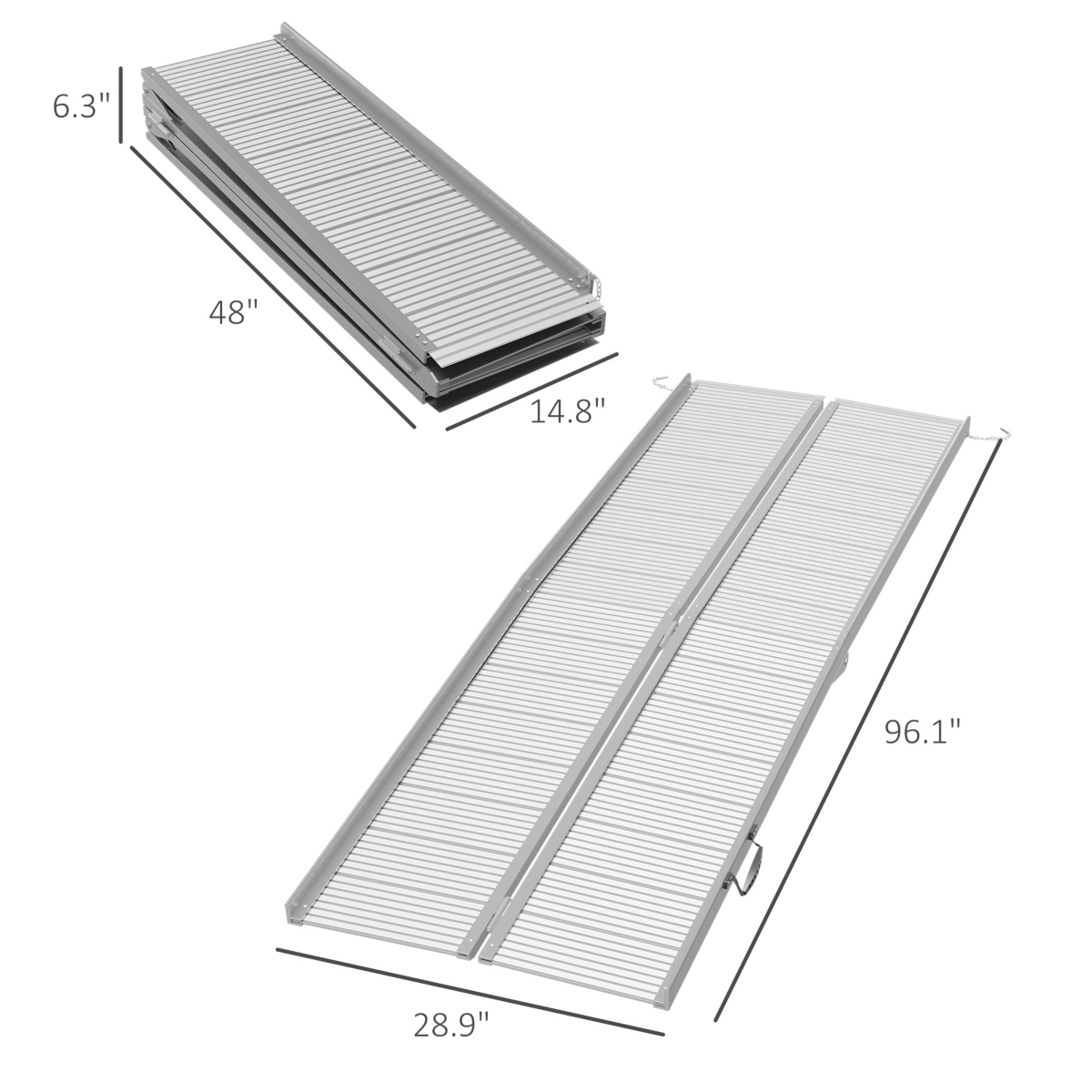 Homcom Portable Portable Wheelchair Ramp for Home, Threshold Handicap Ramp 10'