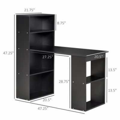 47" Home Office Computer Desk with 6-Tier Shelves,
