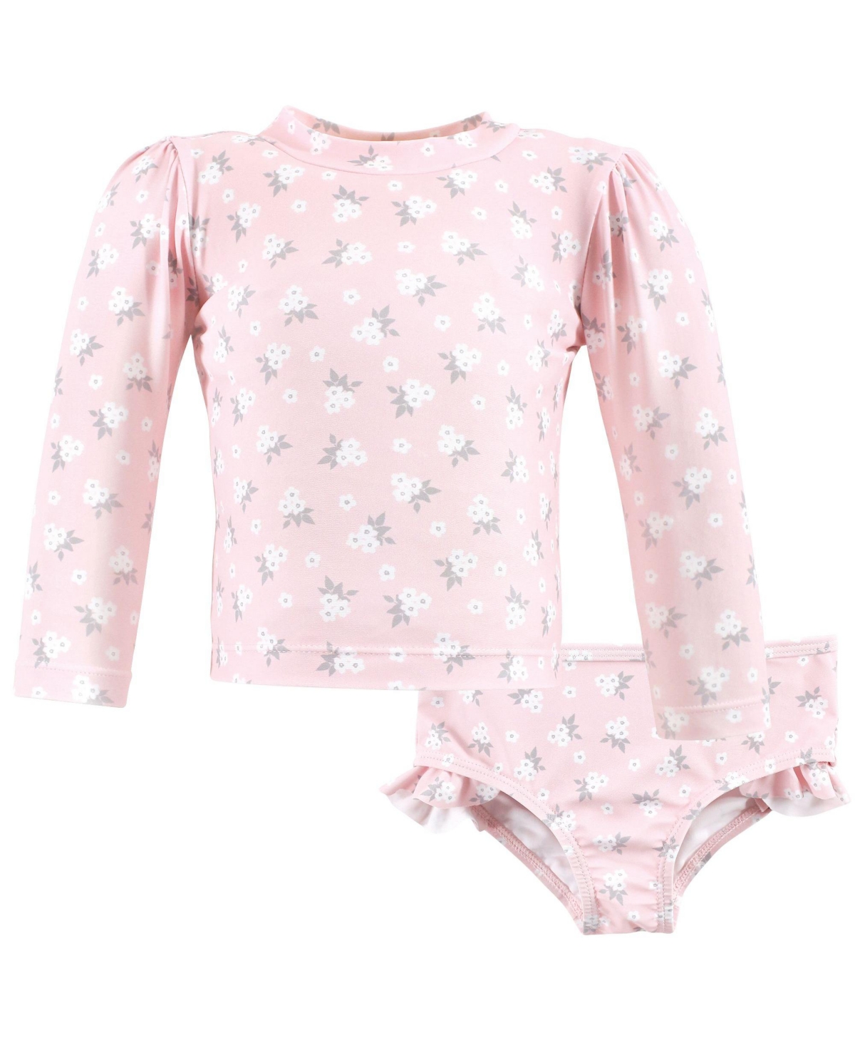 Hudson Baby Girls Swim Rashguard Set, Dainty Flower Pink - Dainty flower pink