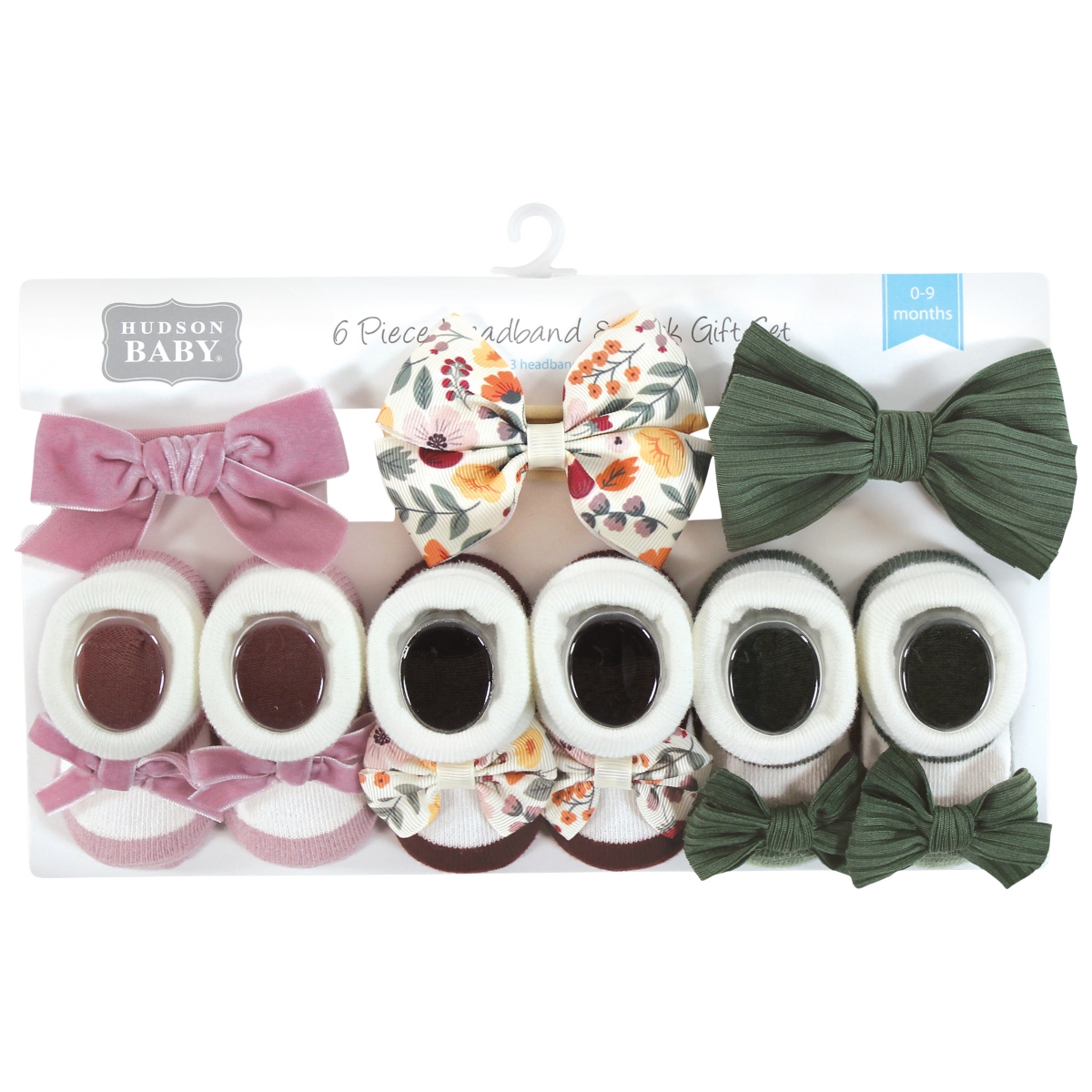 Hudson Baby Baby Girls Headband and Socks Giftset, One - Fall botanical