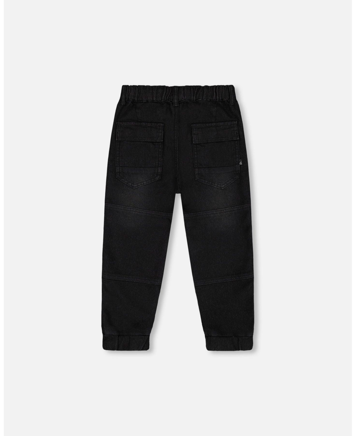 Deux par Deux Baby Boys Baby French Terry Jogger Pants- Black denim