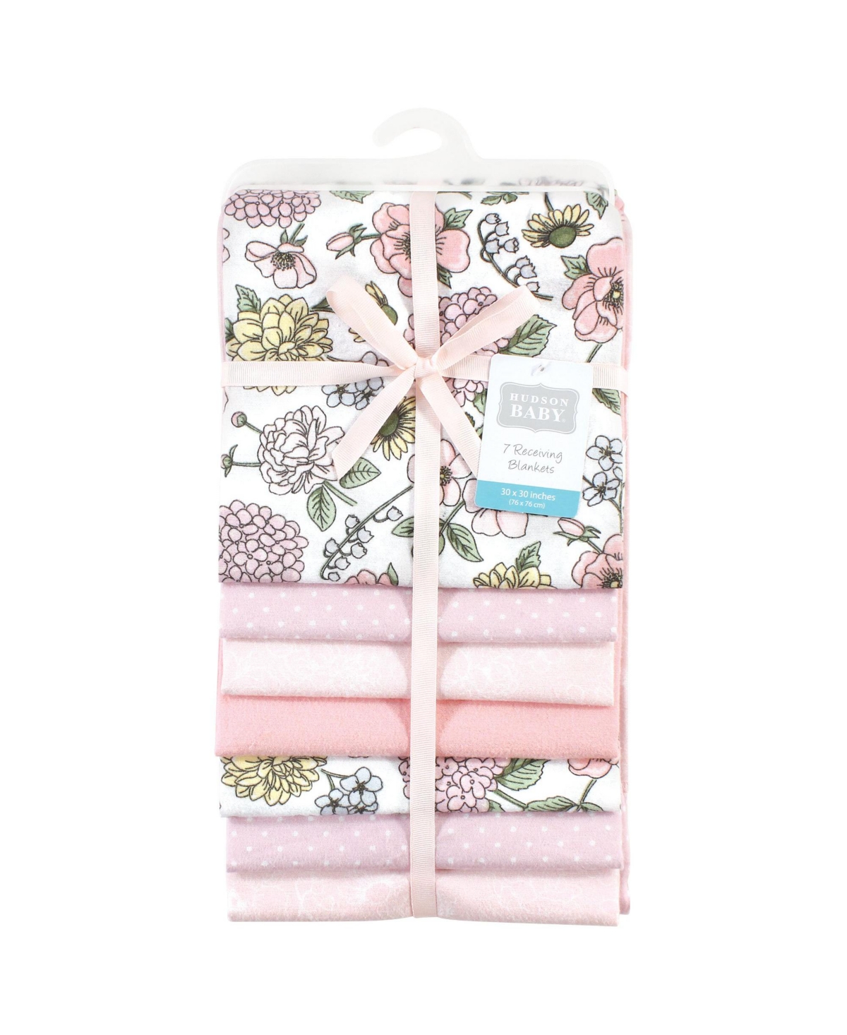 Hudson Baby Girls Seven-Piece Cotton-Poly Flannel Infant Swaddles & Wraps