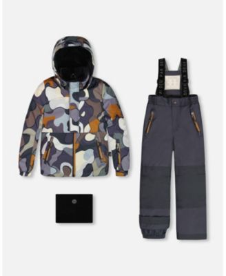 One Piece Snowsuit Dark Gray Printed Camo