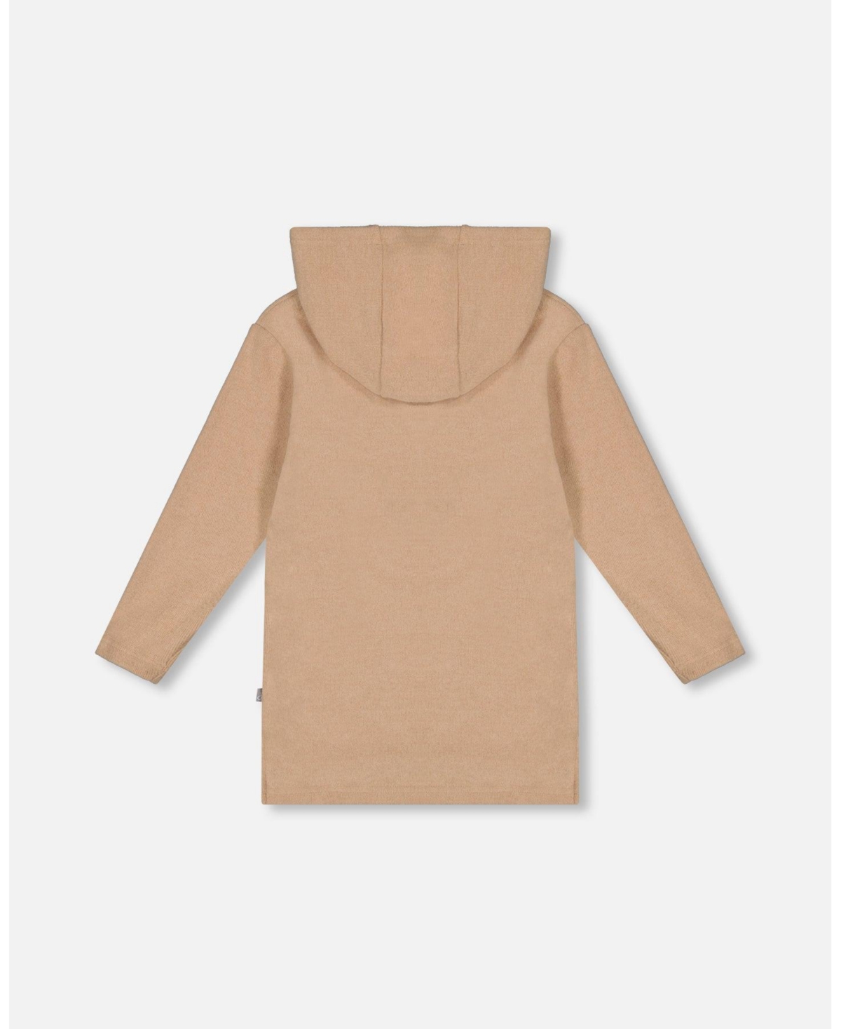Deux par Deux Big Girls Hooded Rib Tunic- Beige