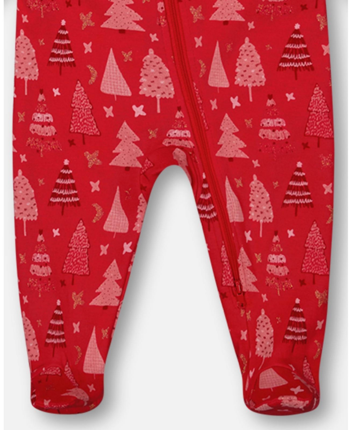 Deux par Deux Baby Girls Organic Cotton One Piece Pajama Red Printed Christmas Tree