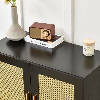 Modern Sideboard Cabinet with Unique Rattan Doors