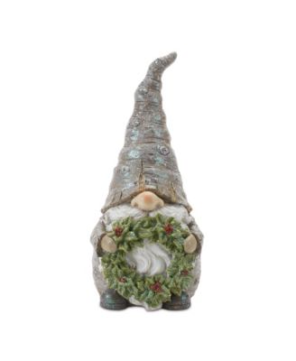 Pine Tree Trunk Gnome With Wreath Accent (Set of 2)