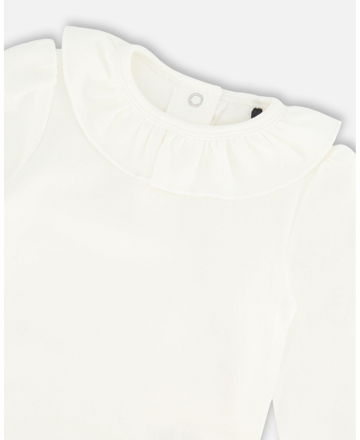 Deux par Deux Baby Girls Baby Organic Cotton Onesie And Printed Overall Set Cream With Flowers