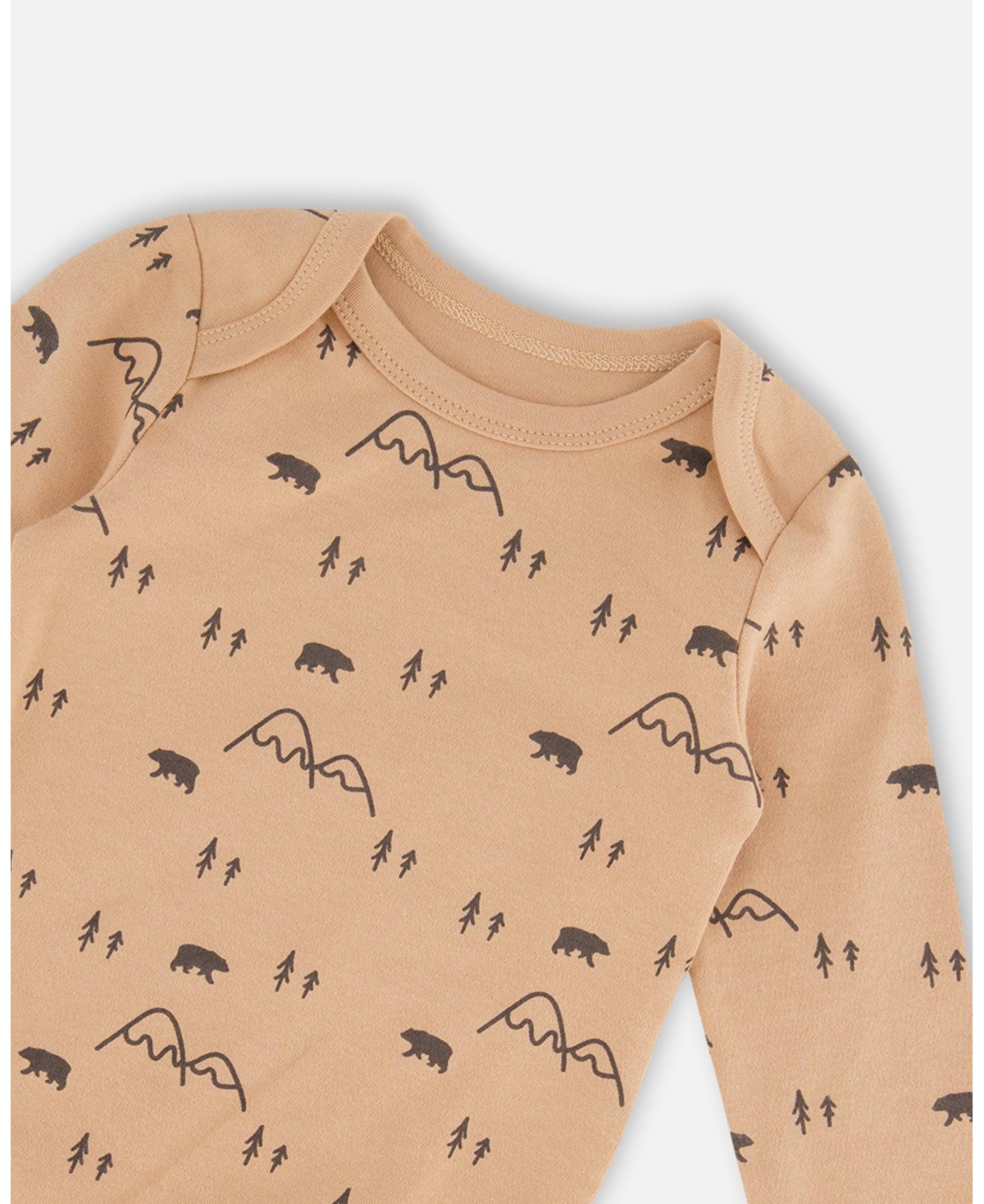 Deux par Deux Baby Boys Organic Cotton Printed Onesie And Overall Set Dark Gray With Mountains - Dark gray and printed mountains