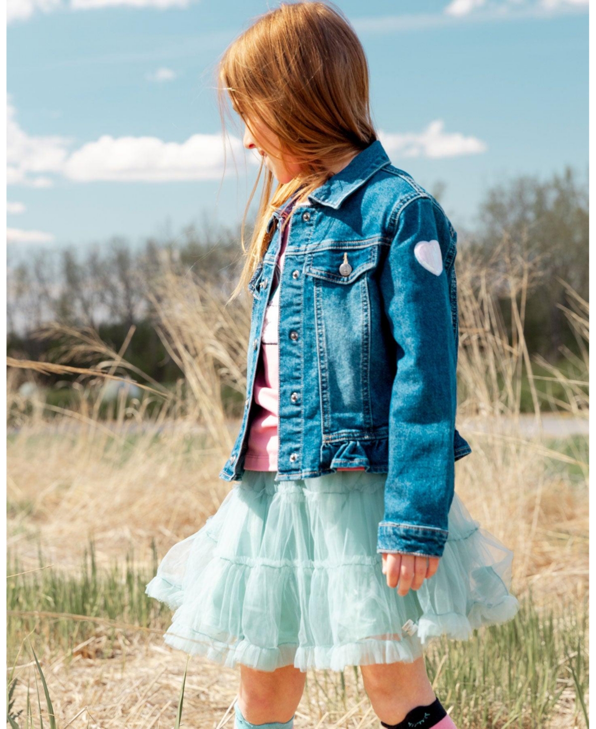 Deux par Deux Girls StretchJacket With Unicorn - Denim
