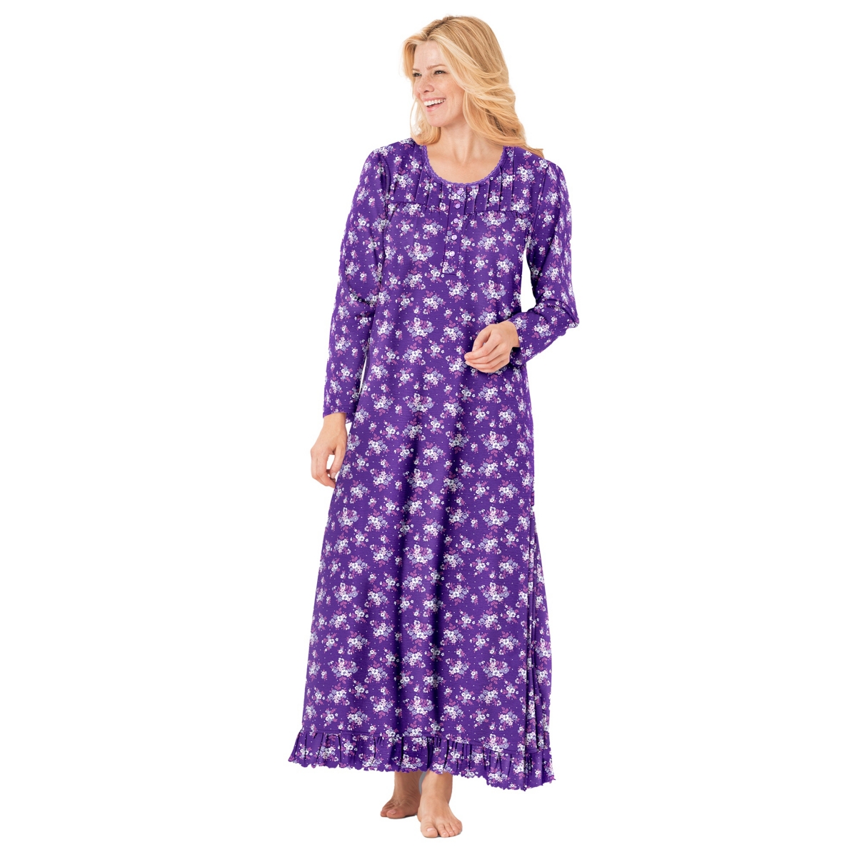 Plus Size Long-Sleeve Gown - Evening blue cardinals