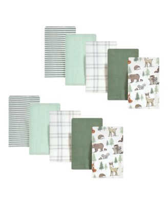 Boys Soft Flannel 10-Pack Absorbent Burp Cloths