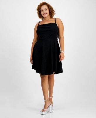 City Studios Trendy Plus Size Square-Neck Draped Skater Dress - Macy's