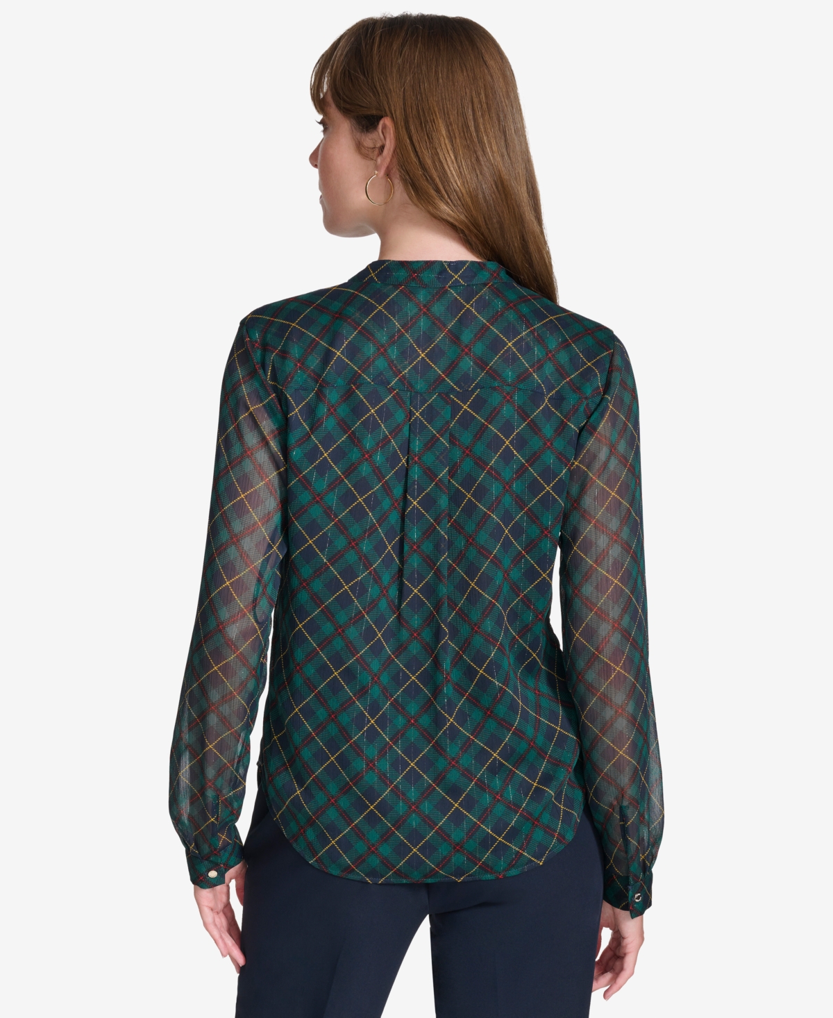 Tommy Hilfiger Women's Plaid Ruffle-Trim Blouse -for