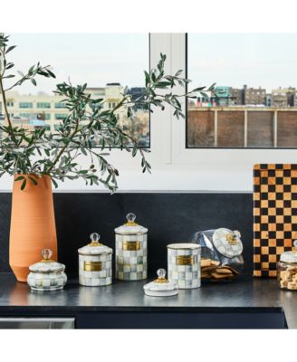 Sterling Check Enameled Steel Medium Canister