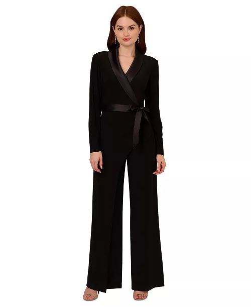 Women's Long-Sleeve Tuxedo Jumpsuit