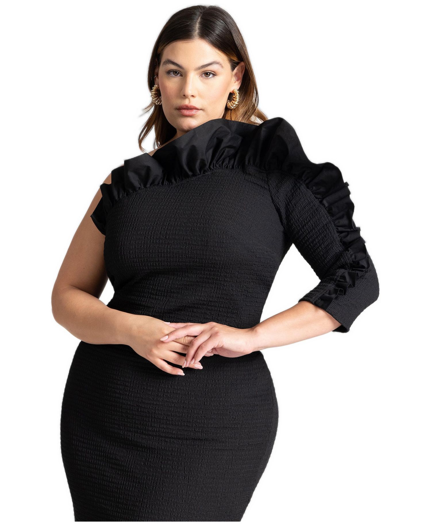 Women's Popcorn Ruffle Column Dress