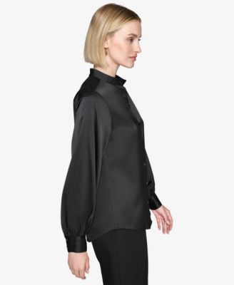 Women's Band-Collar Blouse