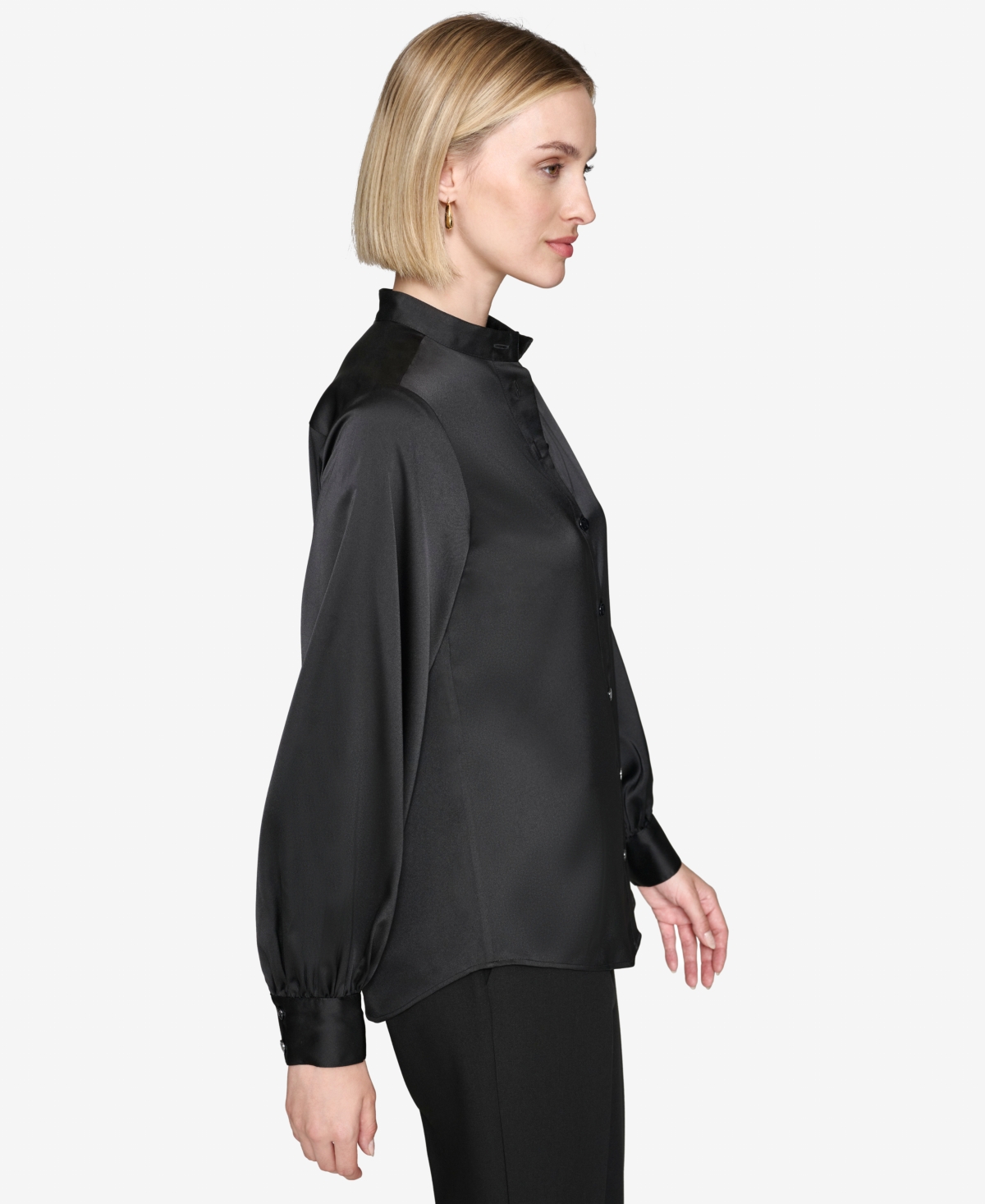 Karl Lagerfeld Paris Women's Band-Collar Blouse