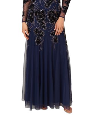 womens blue evening dresses Mira Velvet Floral Appliqué Formal Dress main image 1