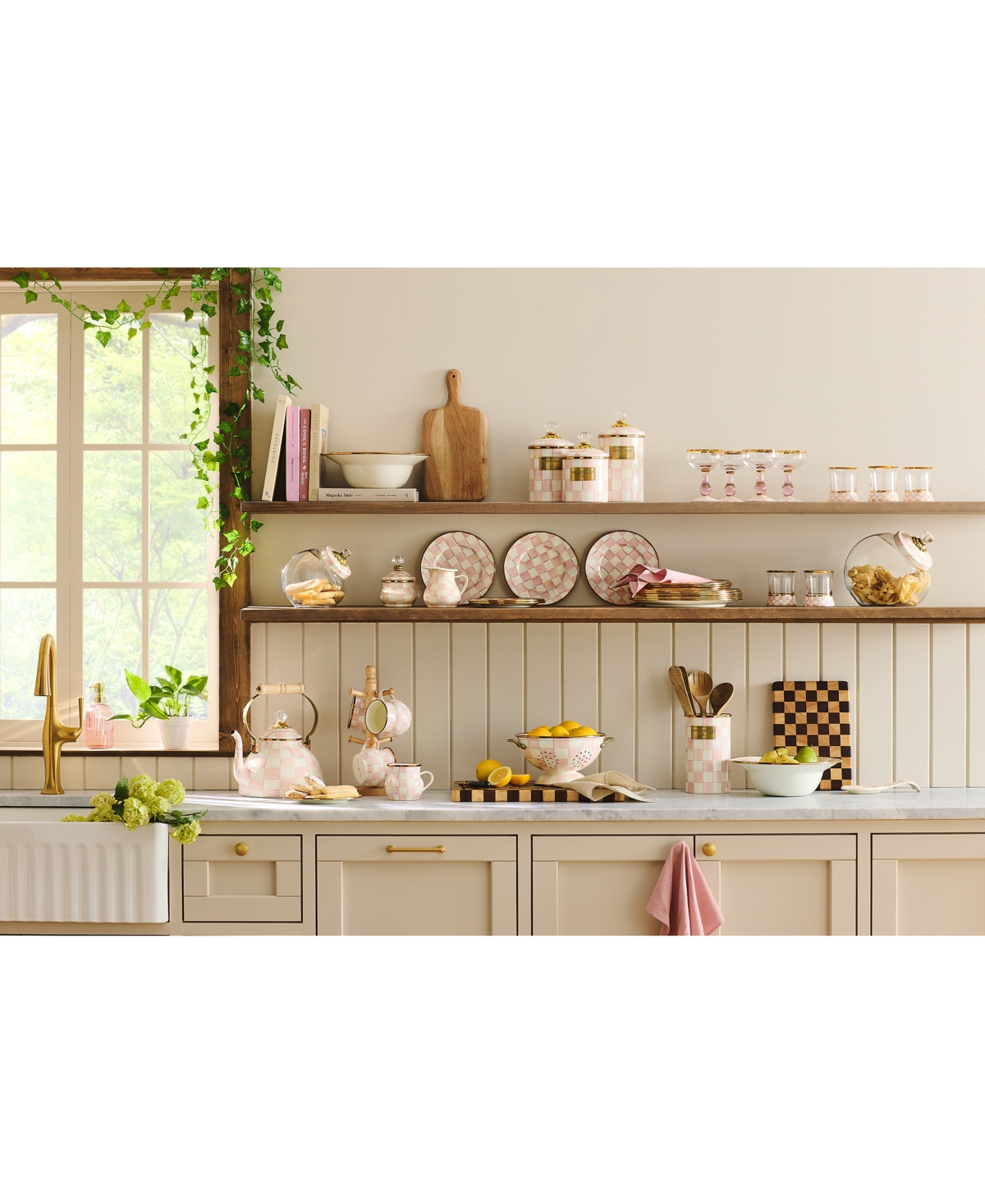 Mackenzie-childs Mackenzie Childs Rosy Check Enameled Steel Medium Canister In No Color