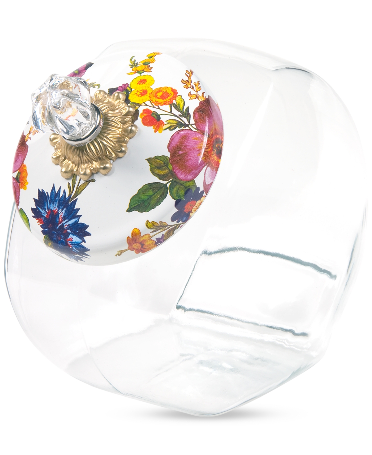 MACKENZIE-CHILDS FLOWER MARKET GLASS COOKIE JAR 