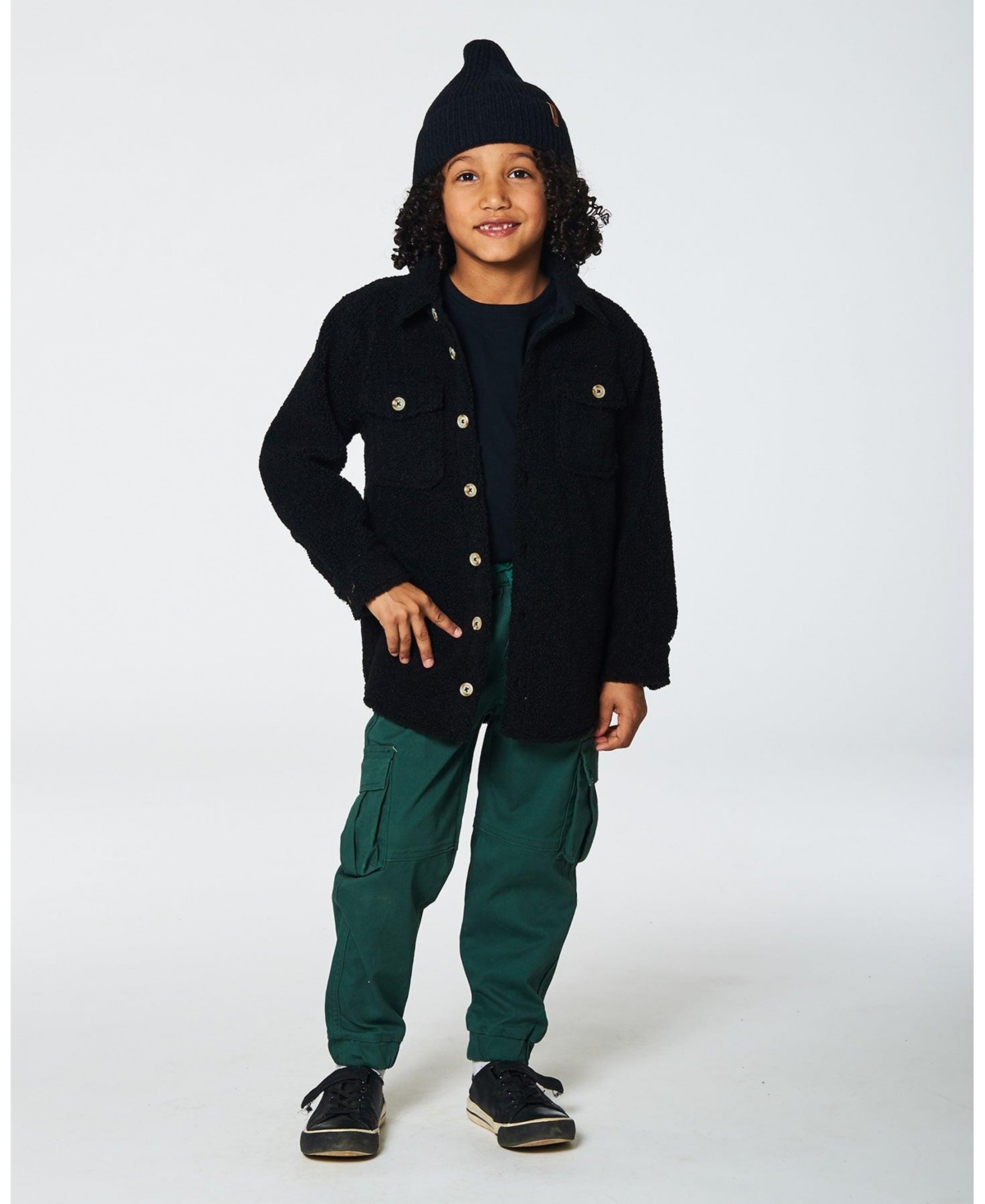 Deux par Deux Baby Boys Baby Stretch Twill Cargo Jogger Pants- Forest green