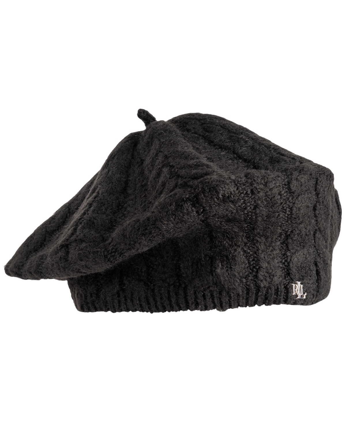Lauren Ralph Lauren Fuzzy Cable Knit Beret Hat - Oatmeal Heather