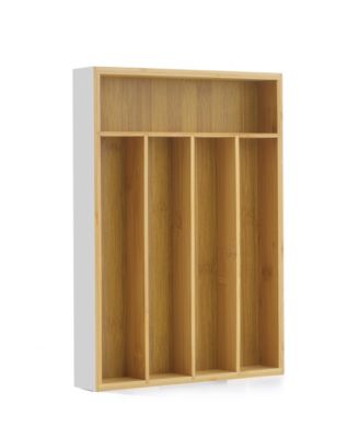 Bamboo 5 Slot Drawer Organizer for Kitchen Utensils