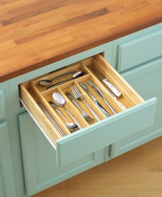Bamboo Expandable Drawer Organizer for Kitchen Utensils