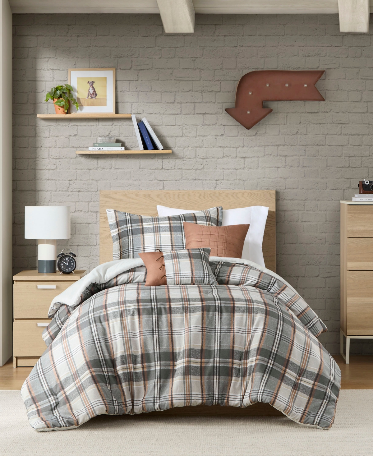 Intelligent Design Blake Plaid 4-pc. Comforter Set, Twin/twin Xl In Tan,gray