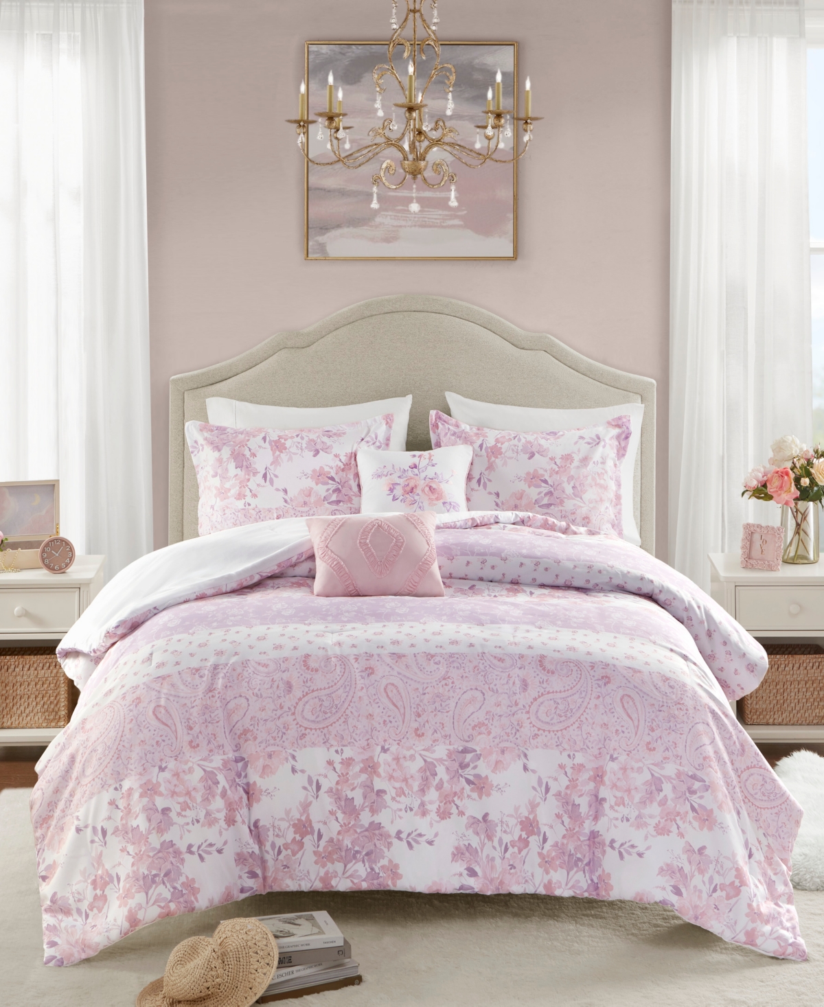 Intelligent Design Oliena Floral Paisley 5-pc. Comforter Set, Full/queen In Pink