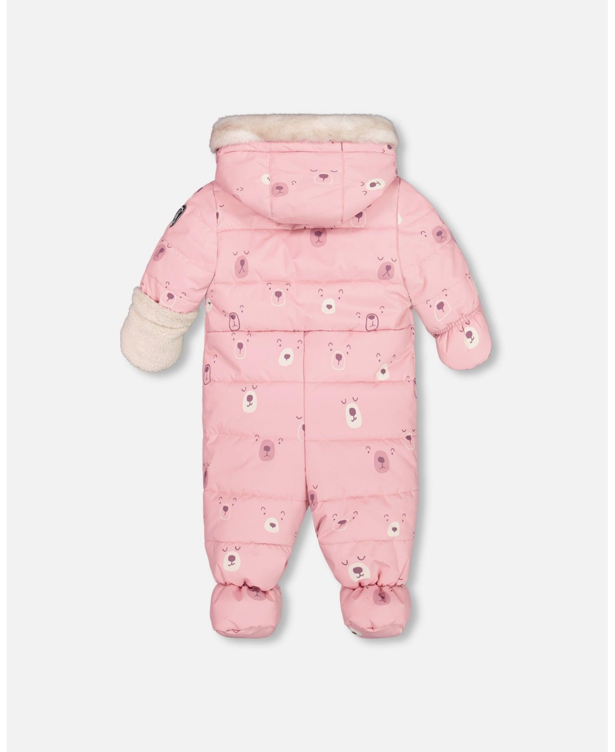 Deux par Deux Baby Girls Baby One Piece Baby Snowsuit Pink Bears Designed For Car Seat