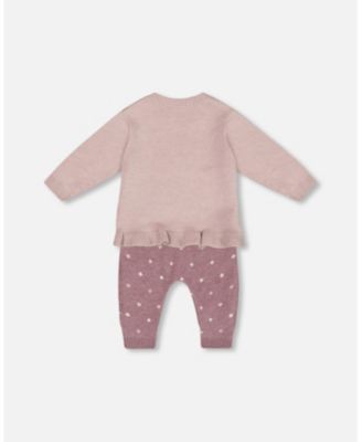 Deux Par Deux Fox Intarsia Top and Knitted Pants Knit Set - Woodrose Deux Par Deux Fox Intarsia Top and Knitted Pants Knit Set - Woodrose