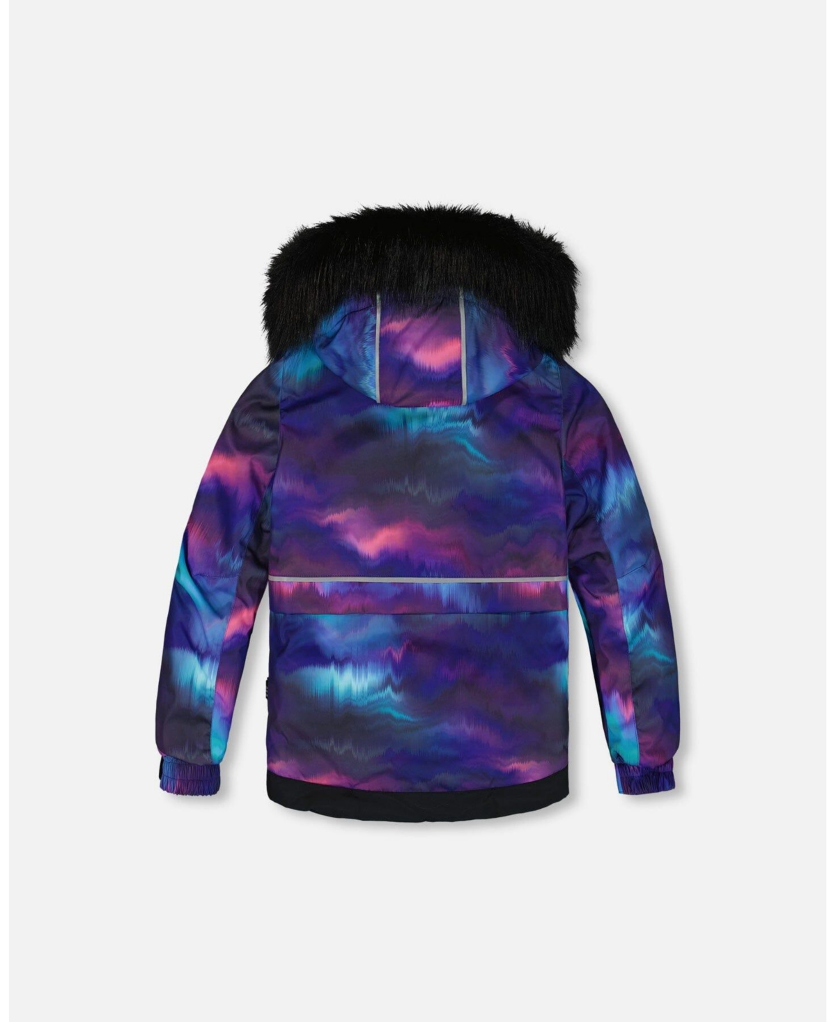Deux par Deux Toddler Girls Two Piece Snowsuit- Printed purple aurora borealis