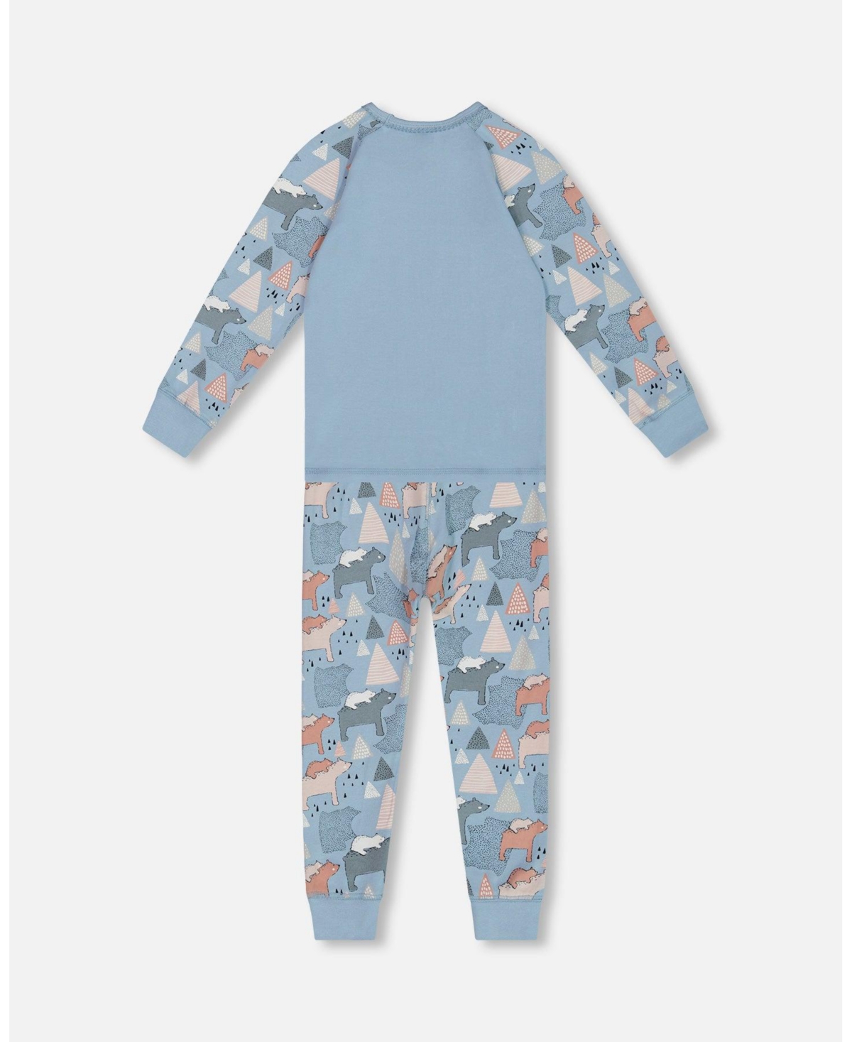 Deux par Deux Baby Girls Baby Organic Cotton Two Piece Pajama Set Air Blue Printed Mama Bears