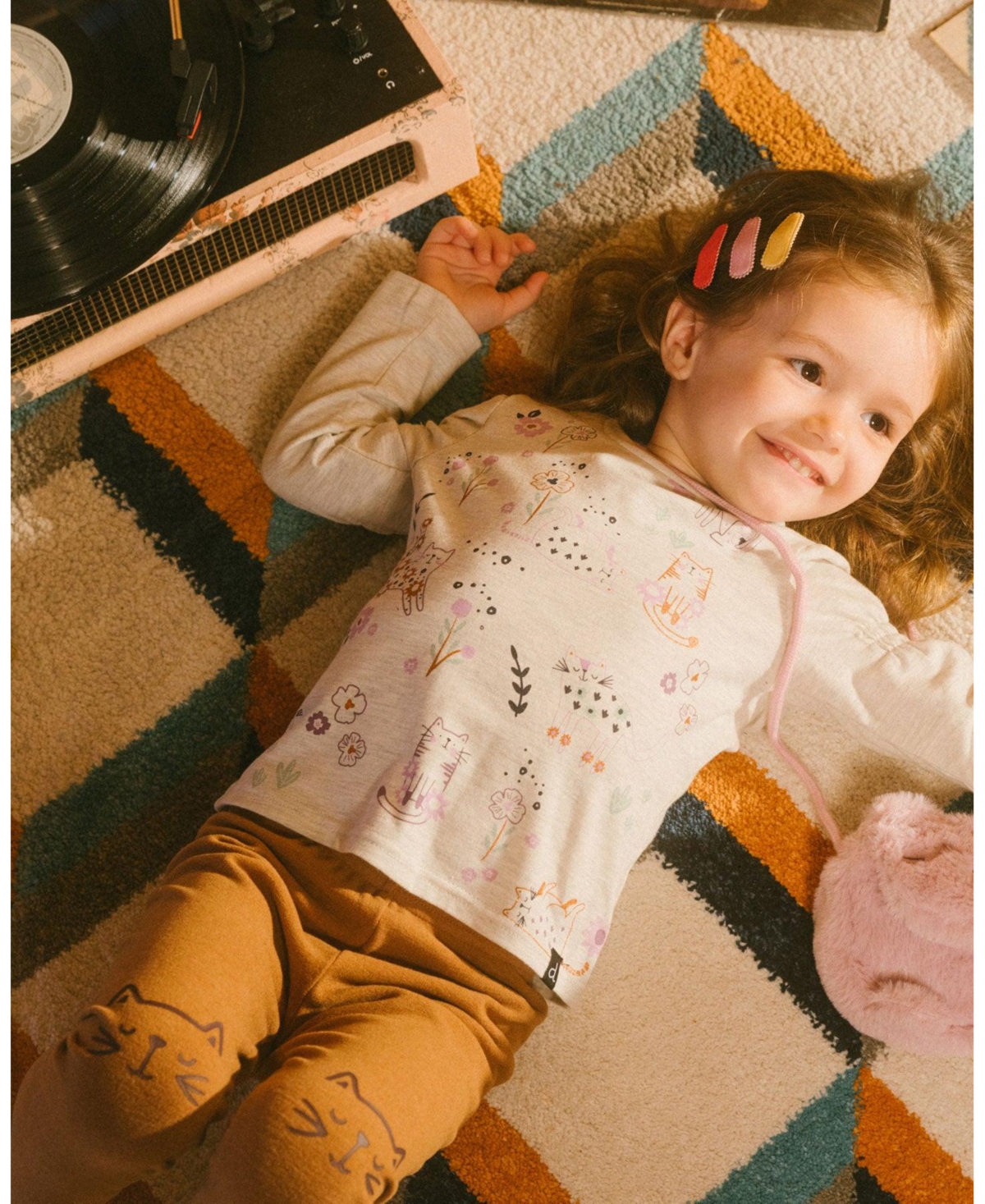 Deux par Deux Baby Girls Leggings With Cat Print- Hazel