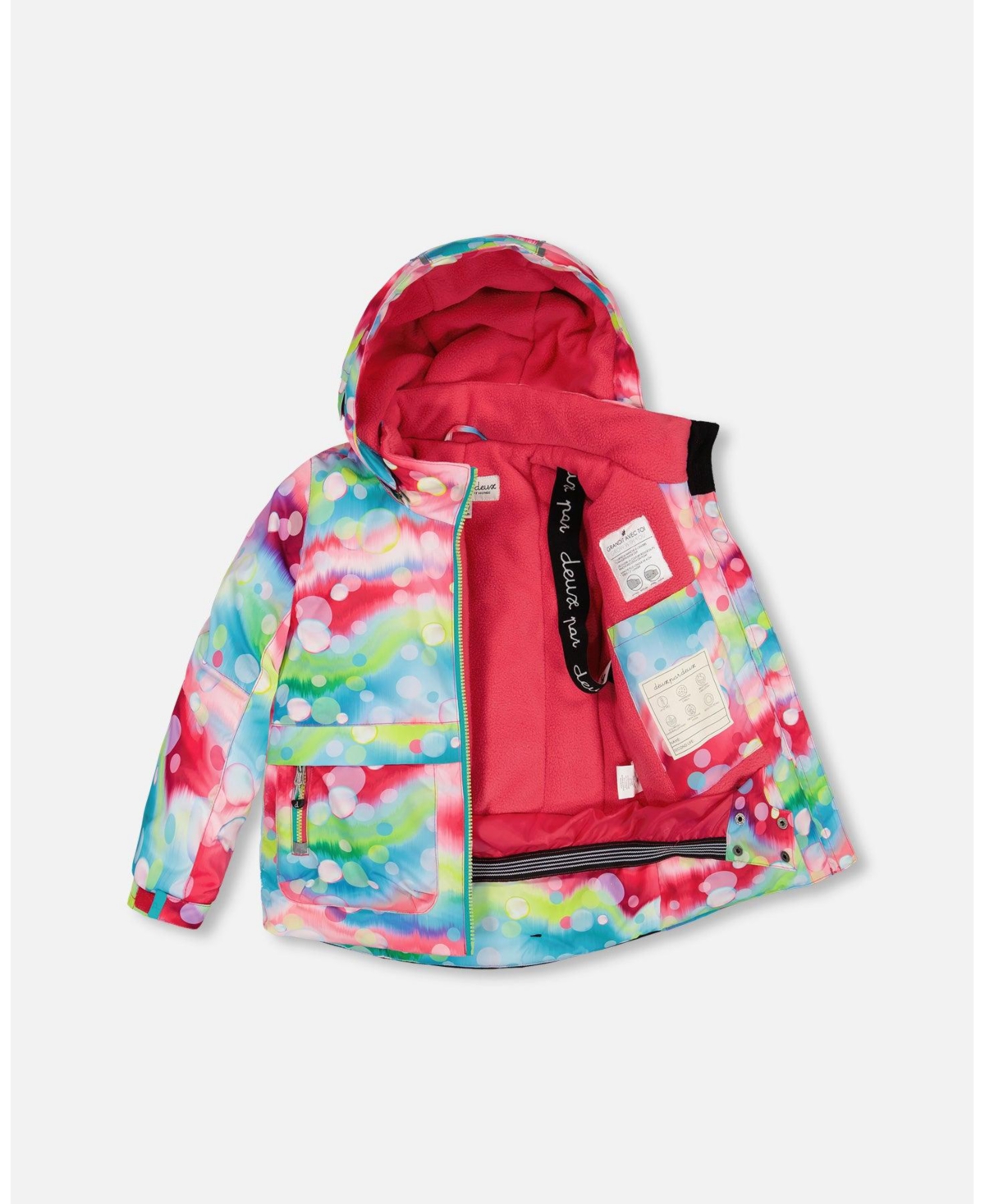 Deux par Deux Big Girls Two Piece Snowsuit Printed Bubbles And Turquoise - Printed bubbles and turquoise
