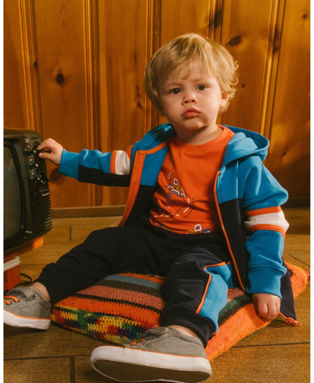 Deux par Deux Big Boys Fleece Sweatpants With Contrast Sides- Navy