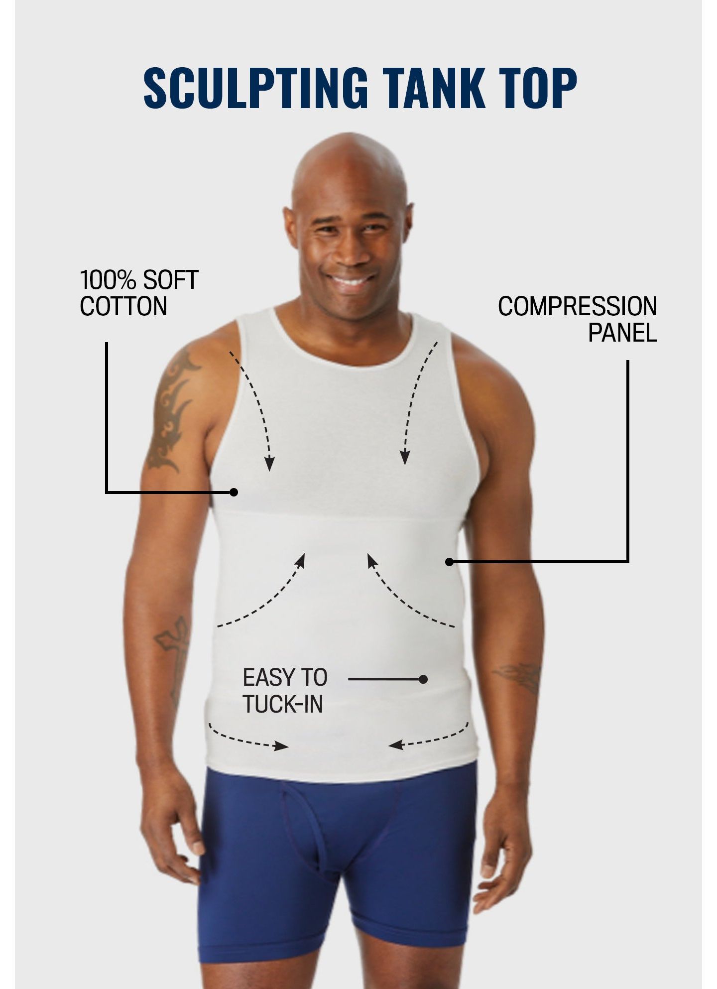 Мужской топ KingSize Tall Sculpting Tank Top, цвет: Чёрный — фото 2
