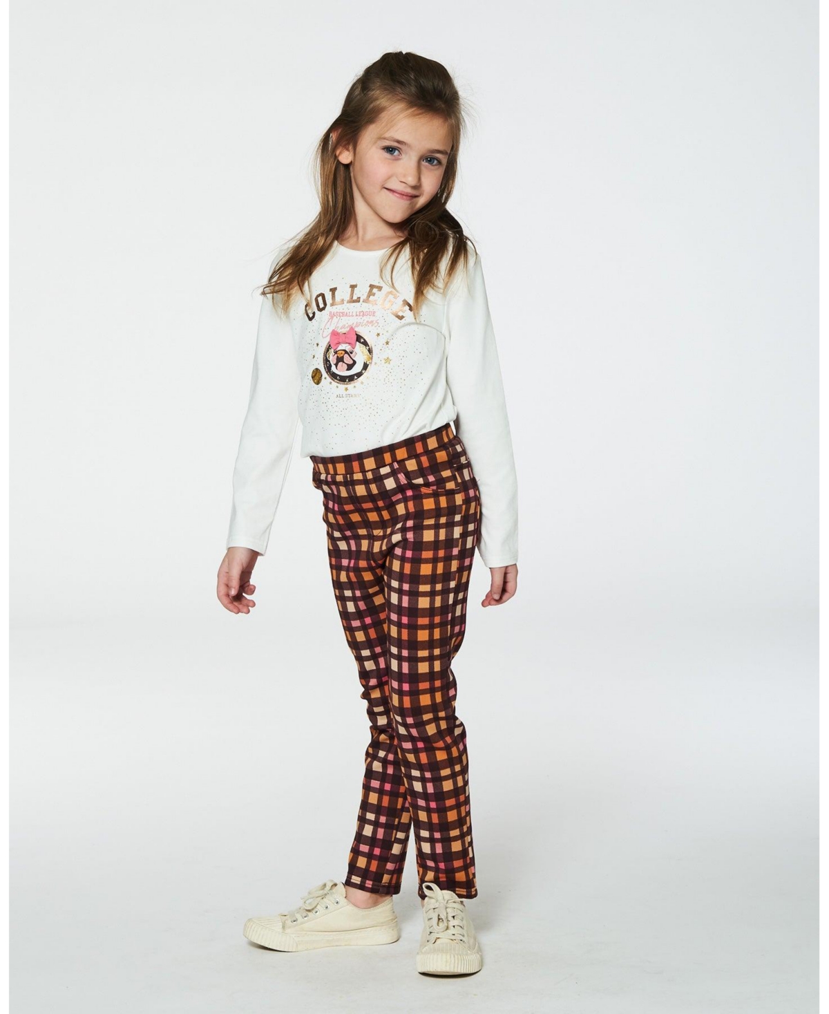 Deux par Deux Big Girls Organic Cotton T-Shirt With Print- Off white