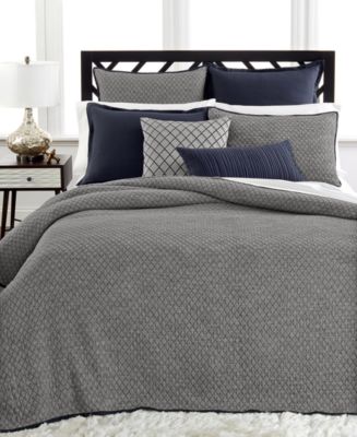 Hotel Collection CLOSEOUT! Linen Navy Coverlet Collection, Created for ...