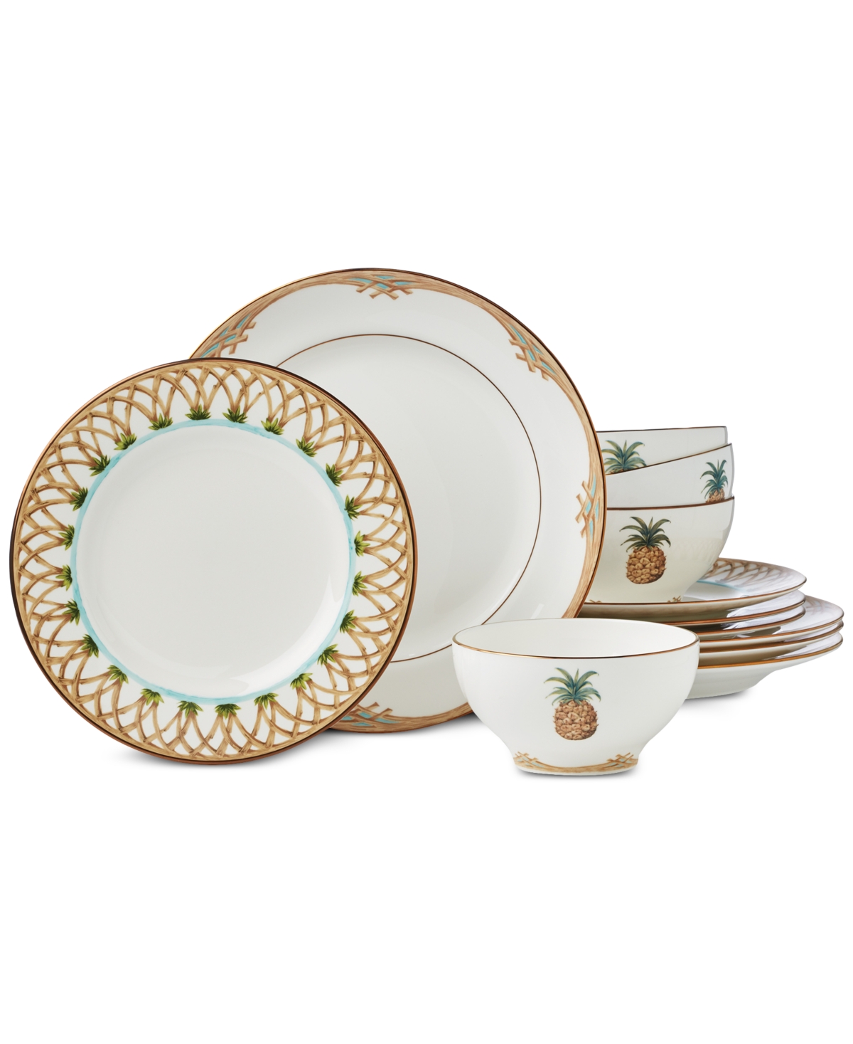 Lenox British Colonial Bamboo 12-pc. Dinnerware Set, Service For 4 In White