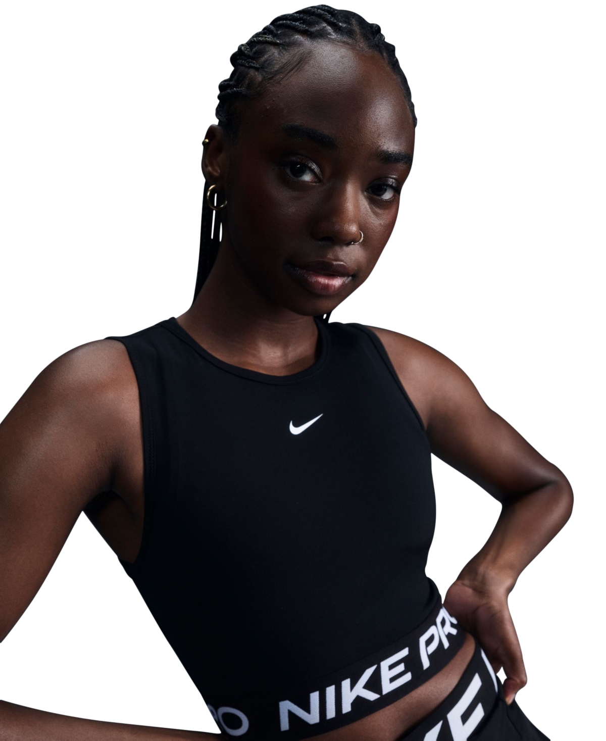 Nike Women's Pro Dri-fit Cropped Tank Top -white