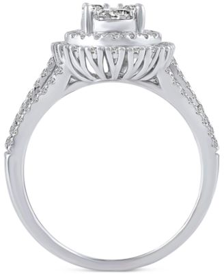 Diamond Double Halo Cluster Engagement Ring (1-1/4 ct. t.w.) in 14k White Gold