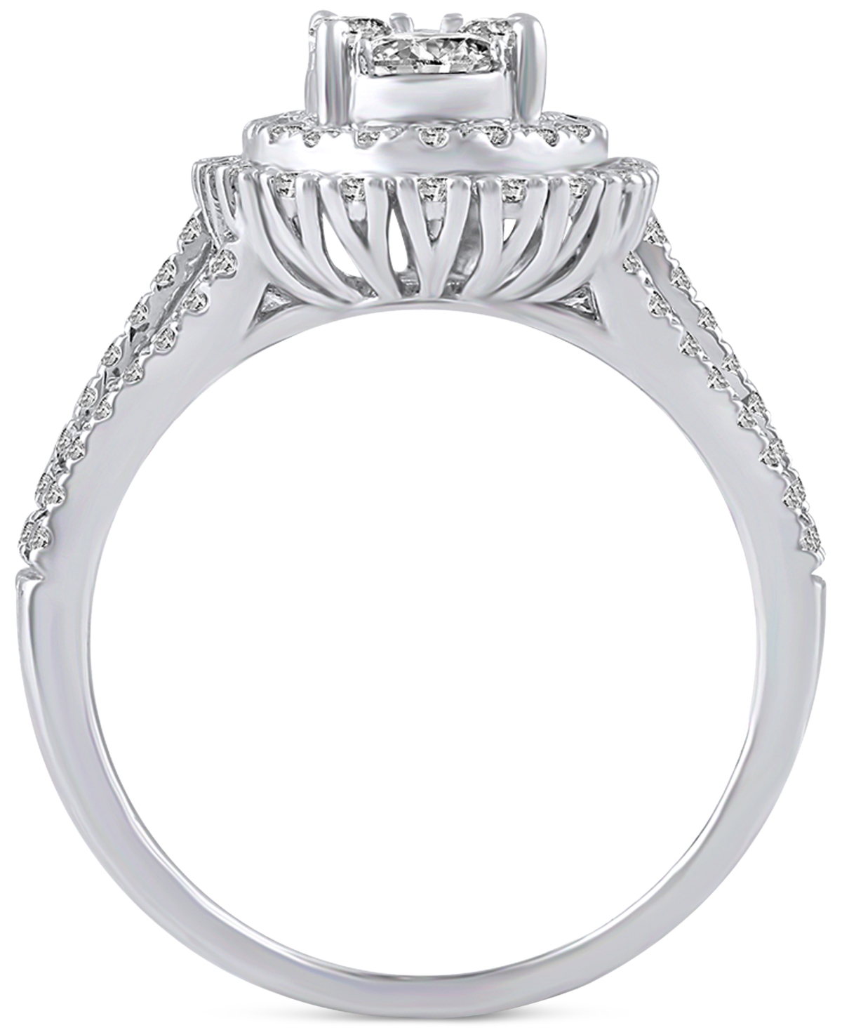 Macy's Diamond Double Halo Cluster Engagement Ring (1-1/4 Ct. T.w.) In 14k White Gold In White Gold