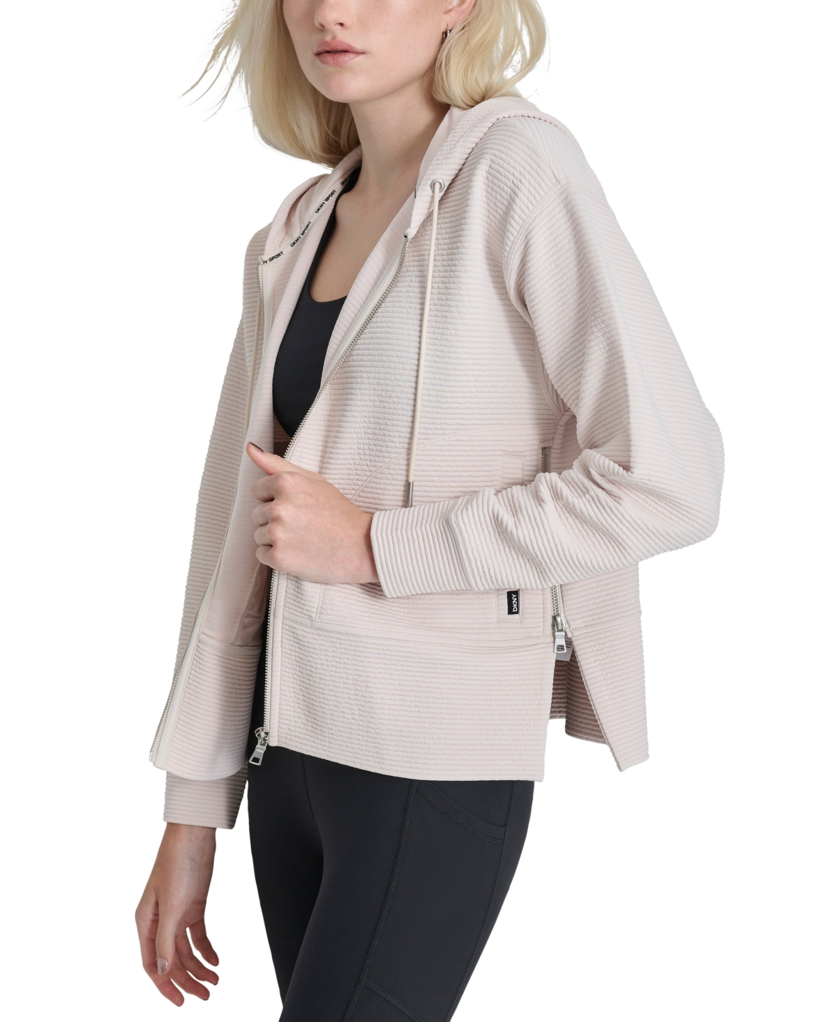 Dkny Women's Tech Ottoman Full-zip Hoodie In Sand