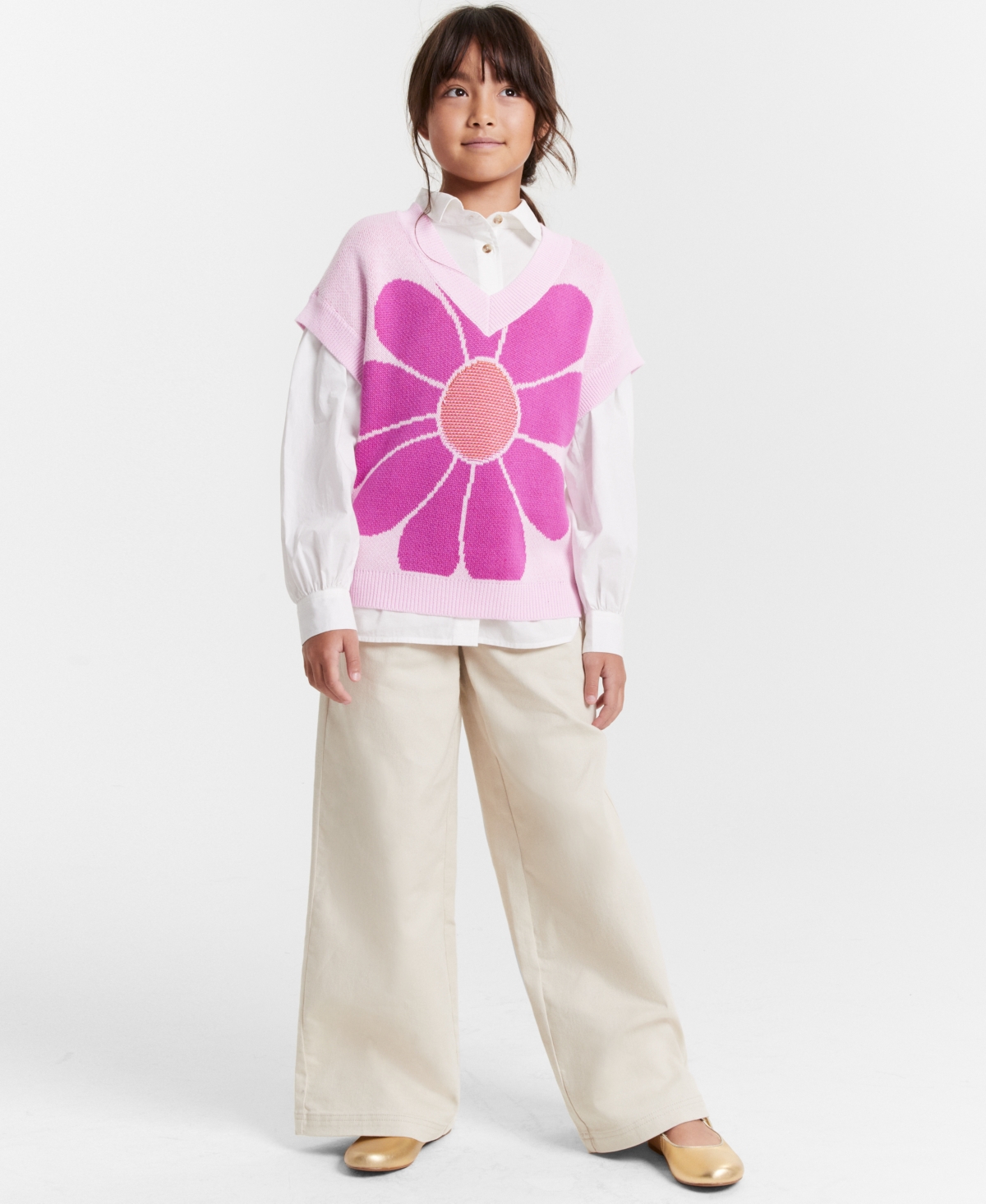 Epic Threads Girls Flower Sweater Vest, Created for Macy's