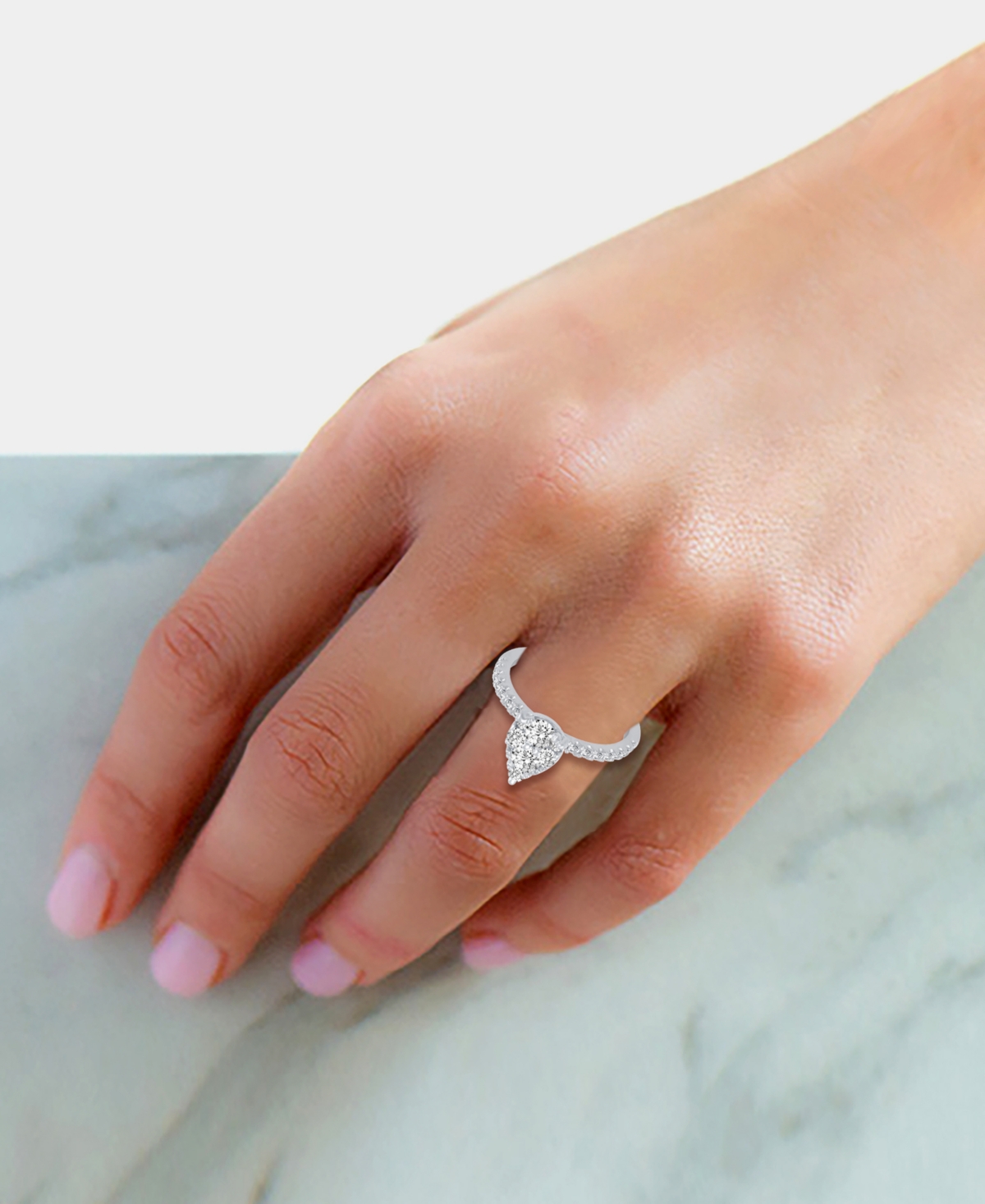 Diamond Pear-Shaped Cluster Engagement Ring (1 ct. t.w.) in 14k- White Gold