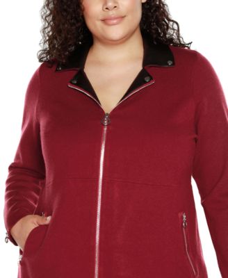 Plus Size Black Label Collared Sweater Jacket